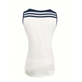 Anchor Print Tank Top, Casual Notch Neck Summer Sleeveless Top, Women's Clothing