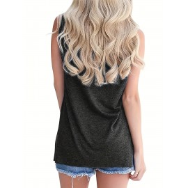 Letter Print Country Music Festival Crew Neck Tank Top, Casual Spring & Summer Loose Stylish Tank Top, Women's Clothing