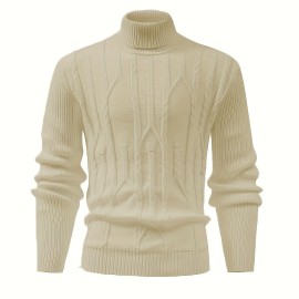 Cool Retro Knitted Sweater For Men, Men's Casual Retro Cable Pullover Hooded Knit Sweater Streetwear For Winter Fall, As Gifts