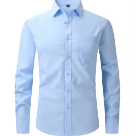 Men's Dress Shirt, Long Sleeve Button Down Lapel Slim Fit Classic Shirt For Business Best Sellers