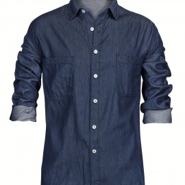 Men's Casual Button Up Long Sleeve Denim Shirt With Chest Pockets, Men's Clothes For Spring Summer Autumn, Tops For Men