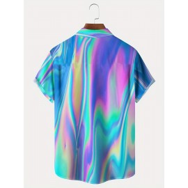 Stylish Men's Casual Short Sleeve Shirt, Men's Shirt For Summer Vacation Resort