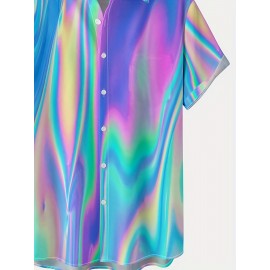 Stylish Men's Casual Short Sleeve Shirt, Men's Shirt For Summer Vacation Resort